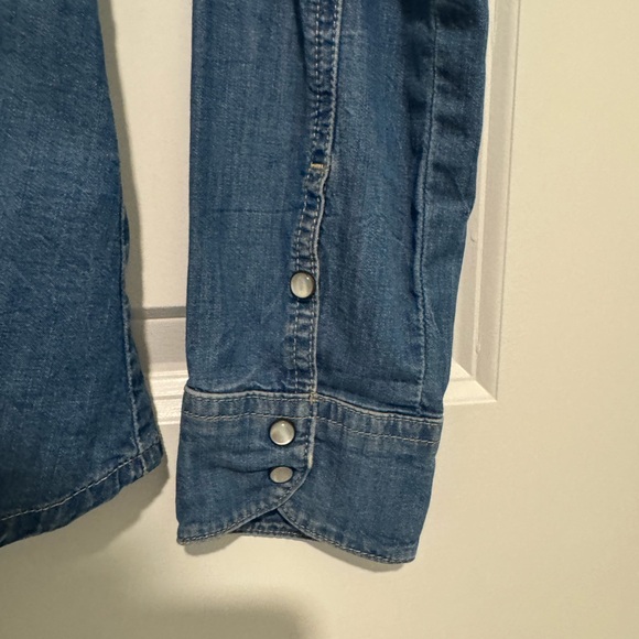 Zara Z1975 Denim Blue Snap Closure Button-Up Shirt - Picture 6 of 7